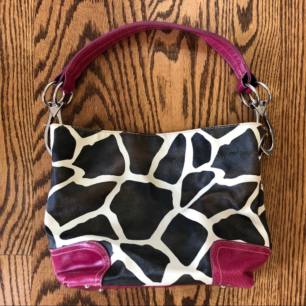 Pink and Black Giraffe Print Purse